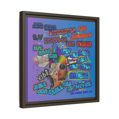 drop the beat - framed canvas art (light blue-purple wave)