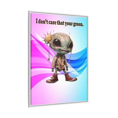 I don't care that your green - framed canvas art (light blue-pink wave)