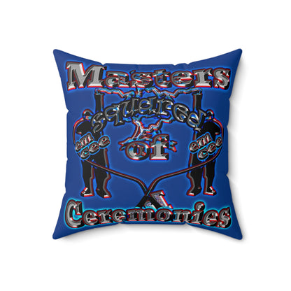 em cee squared - Spun Polyester Square Pillow - (dark blue)