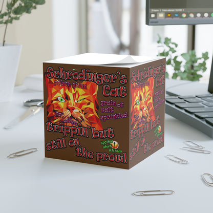 schrodinger's cat - note cube (brown)