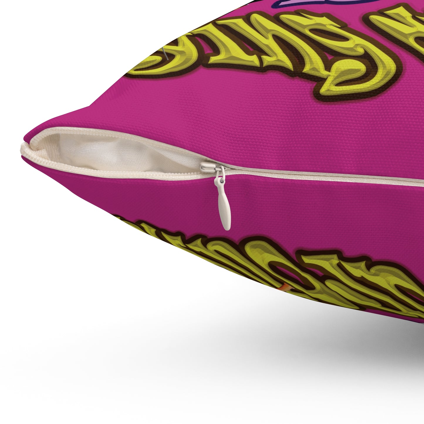 the bum's shit - Spun Polyester Square Pillow - (pink)