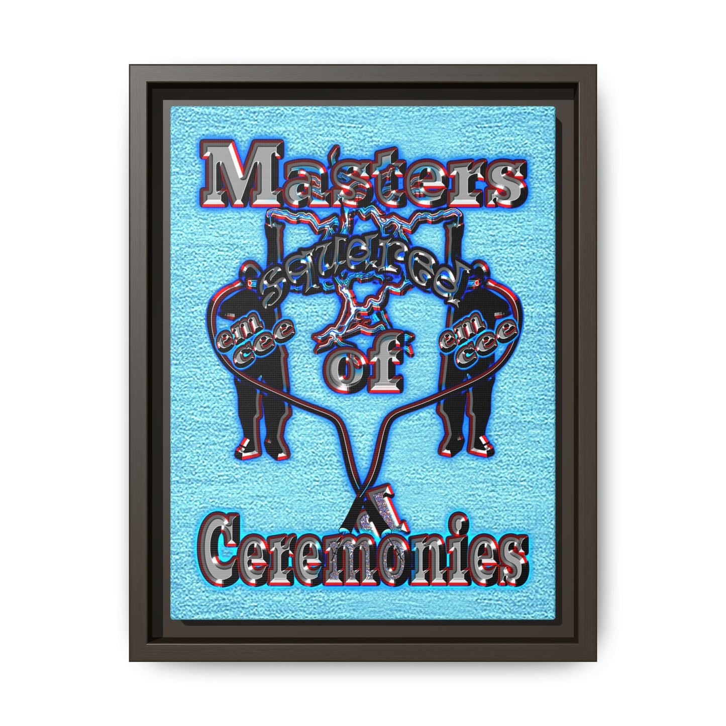 em cee squared - framed canvas art (faded blue)
