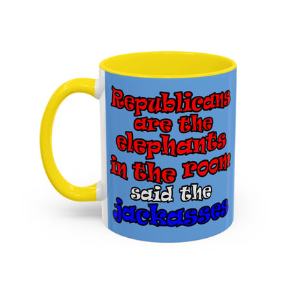donkeys and elephants - Accent Mug (light blue)