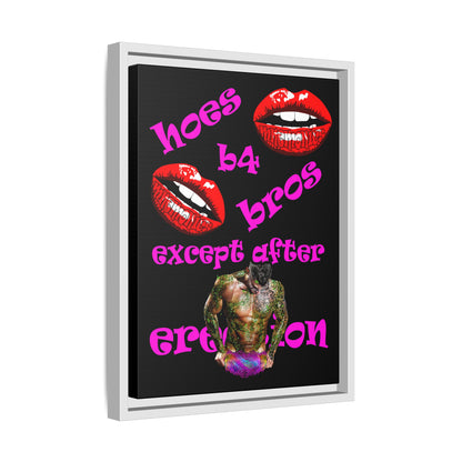 hoes b4 bros - framed canvas art (black)