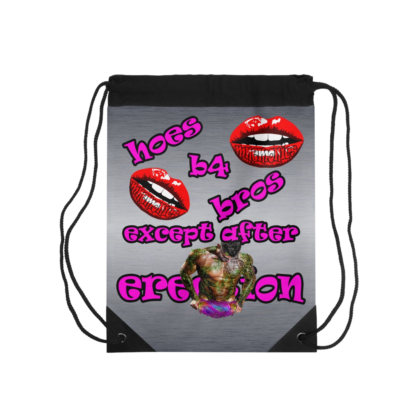 hoes b4 bros - Drawstring Bag (brushed nickel)