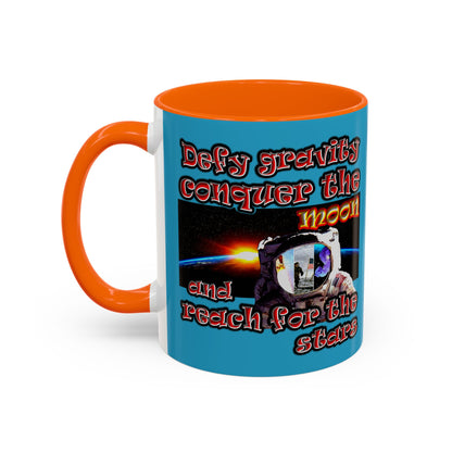 defy conquer reach - Accent Mug (turquoise)
