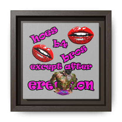 hoes b4 bros - framed canvas art (light grey)
