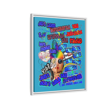 drop the beat - framed canvas art (turquoise)