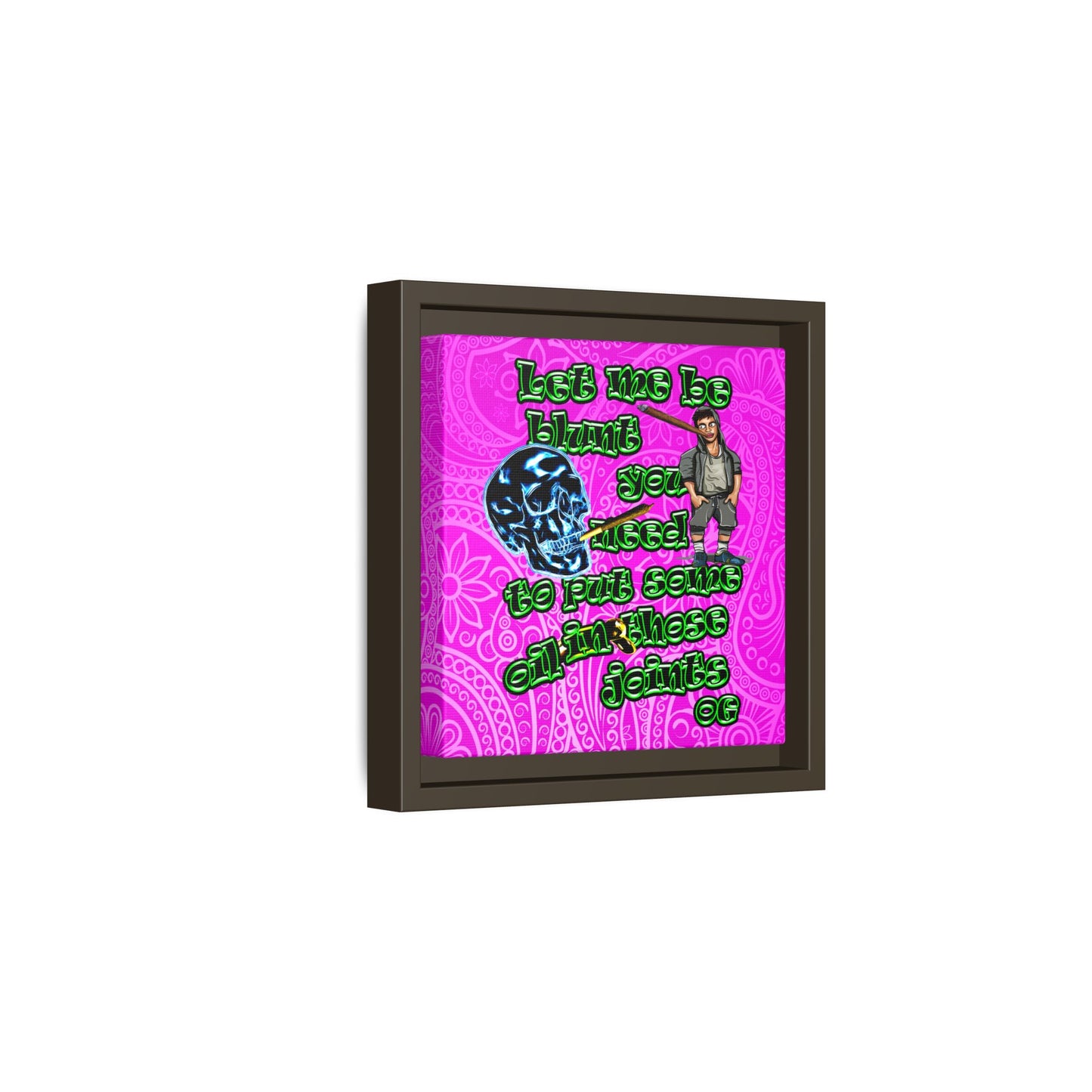og - framed canvas art (pink swirl)