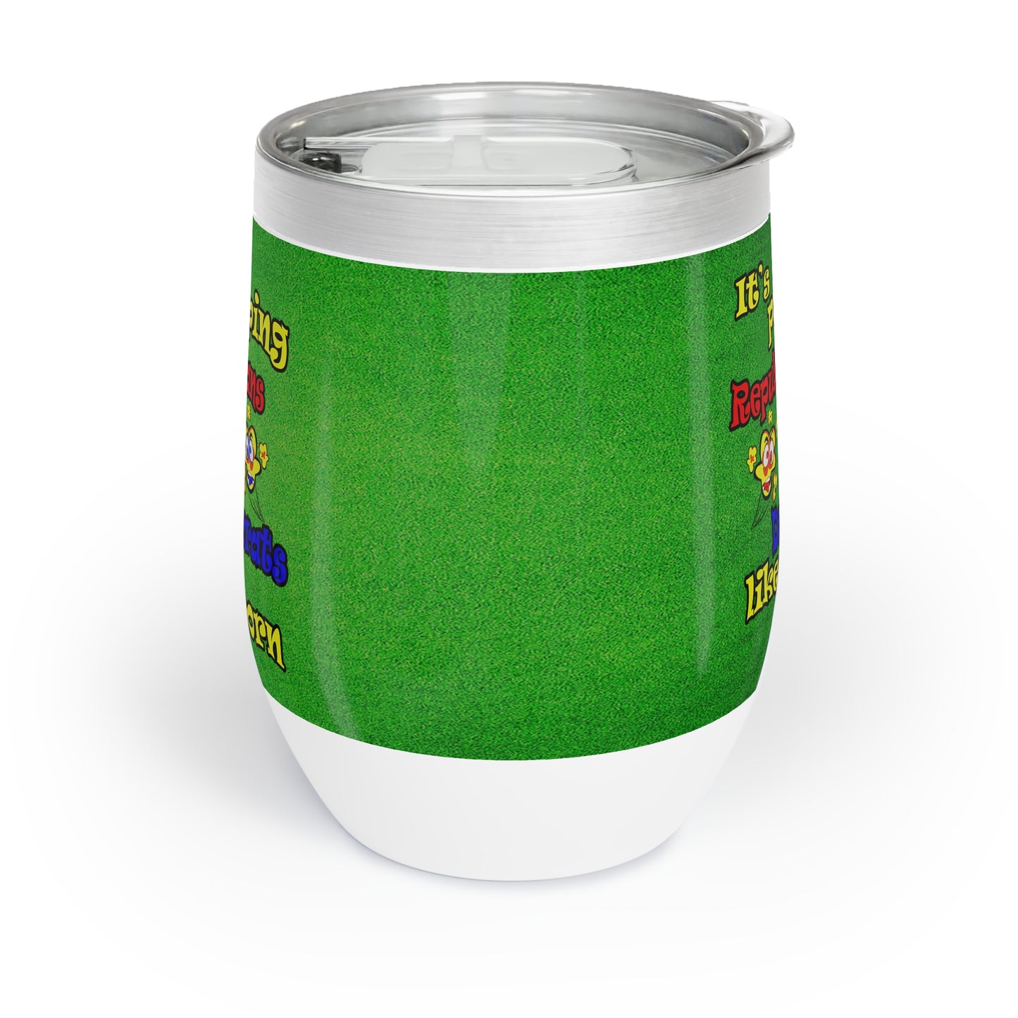 popping like popcorn - Chill Wine Tumbler (green turf)