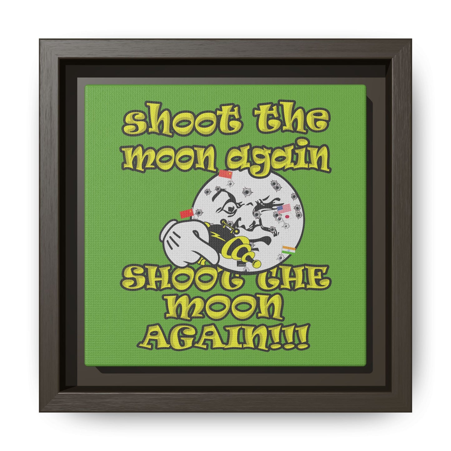 shoot the moon again - framed canvas art (green)
