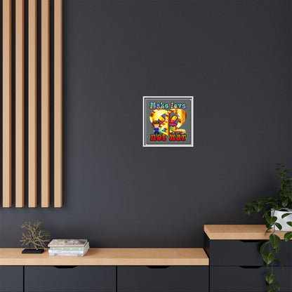love peace - framed canvas art (dark grey)
