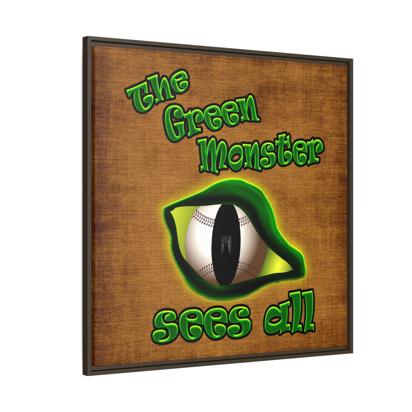 green monster - framed canvas art (brown papyrus)