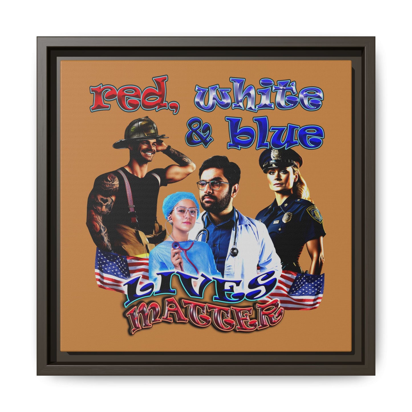 rw&b lives matter - framed canvas art (light brown)