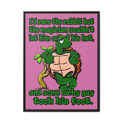turtle race - framed canvas art (light pink)