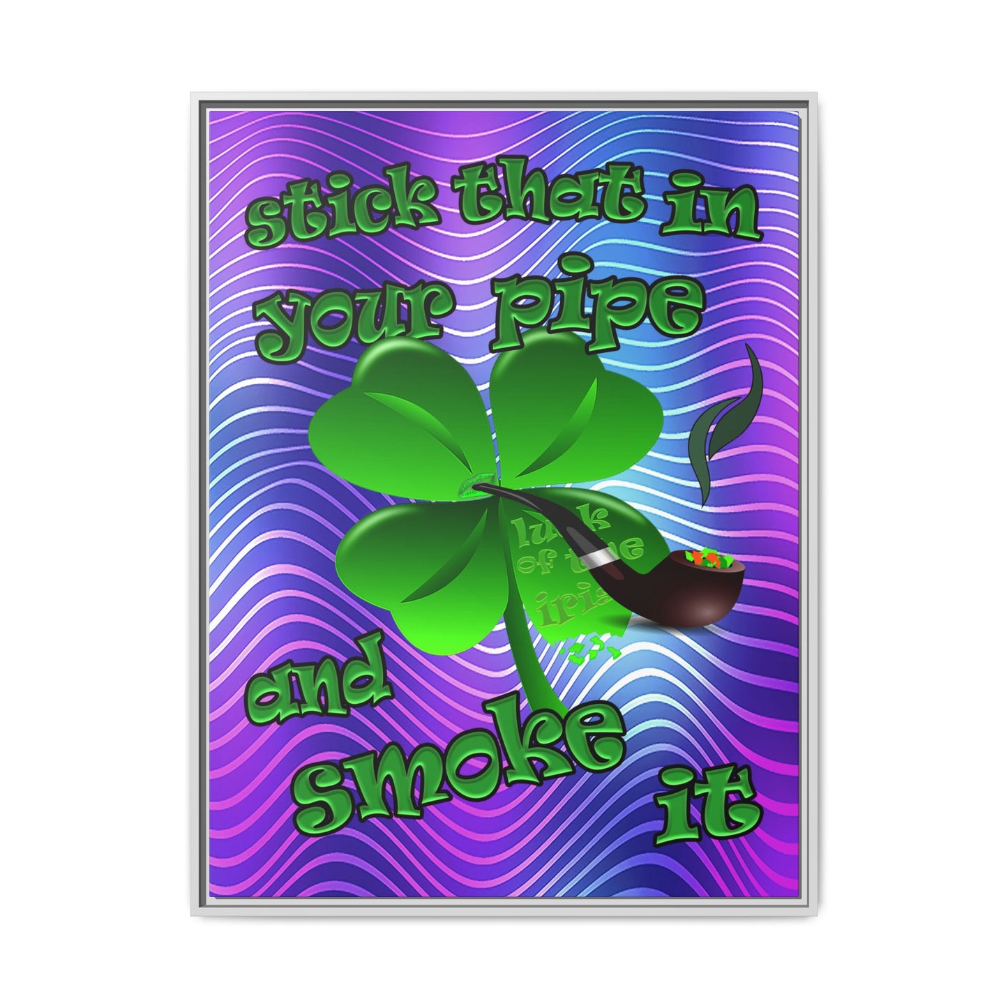 stick that in your pipe and smoke it - framed canvas art (purple wave)