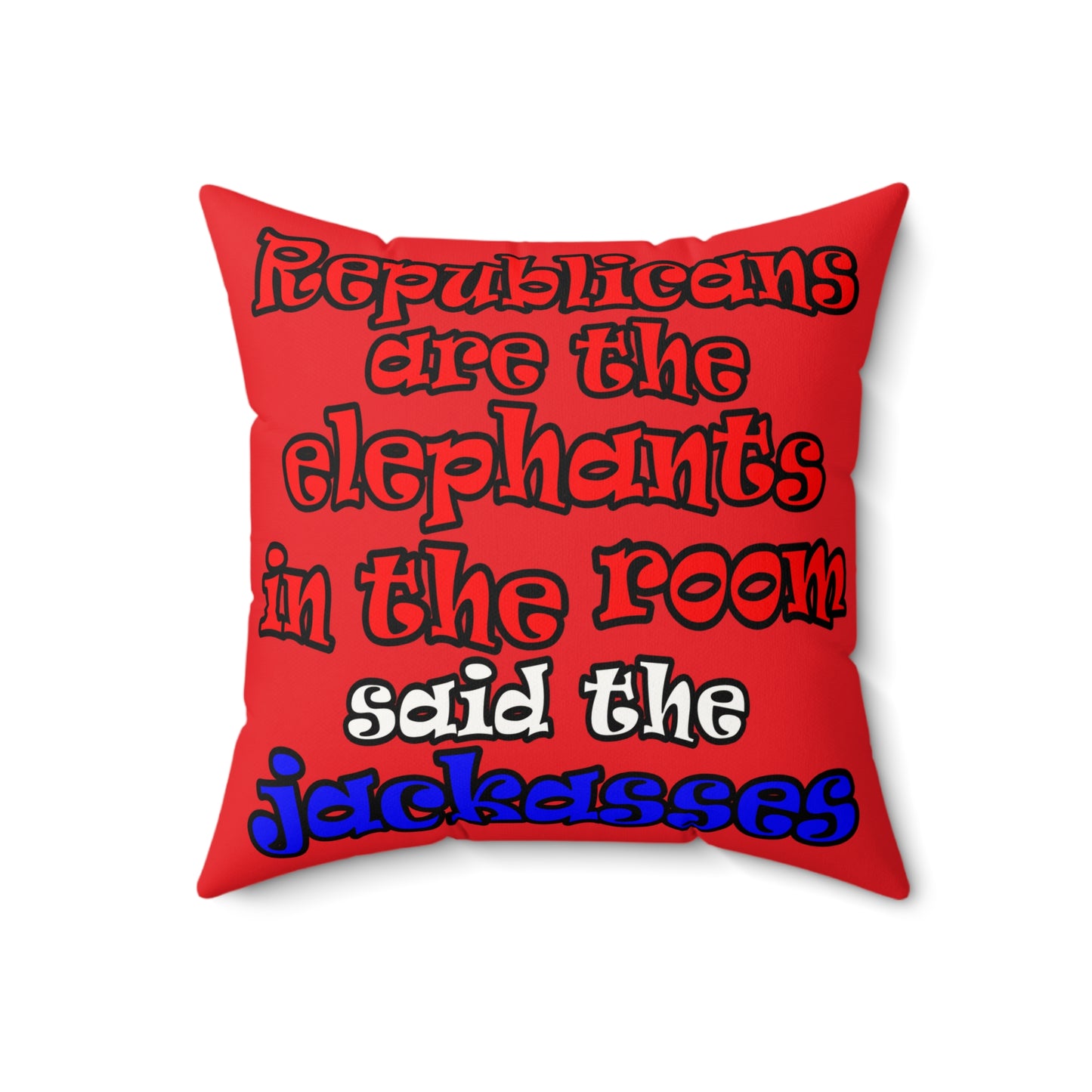 donkeys and elephants - Faux Suede Square Pillow - (red)