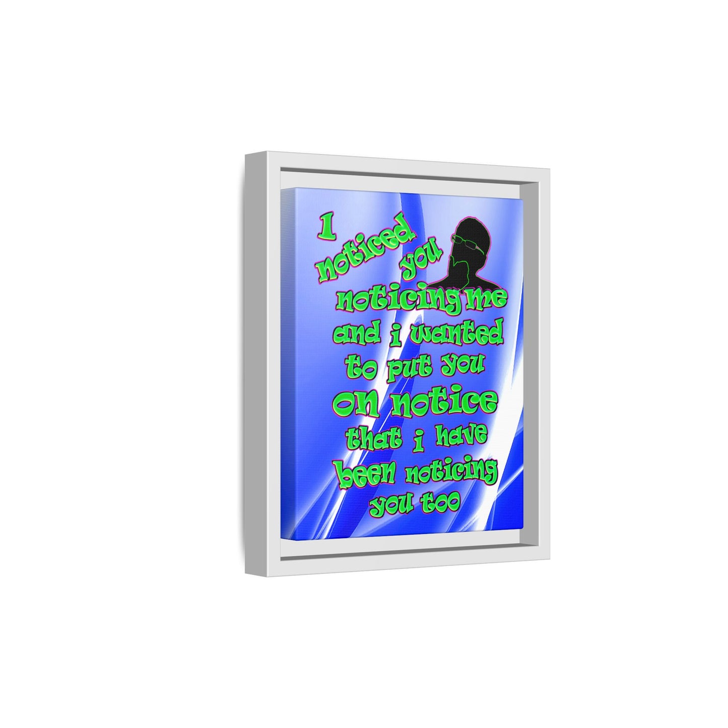 noticed you noticing - framed canvas art (blue-white wave)