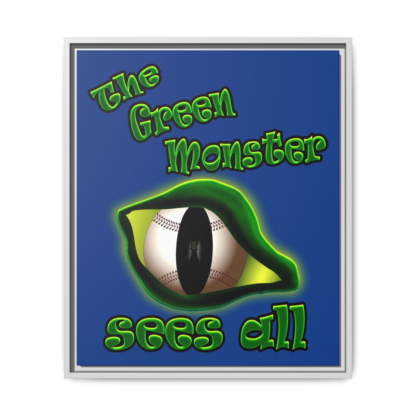 green monster - framed canvas art (dark blue)