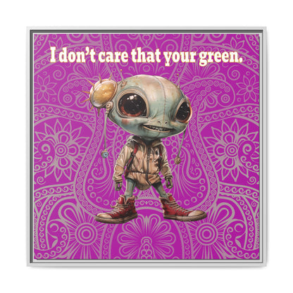 I don't care that your green - framed canvas art (pink swirl)