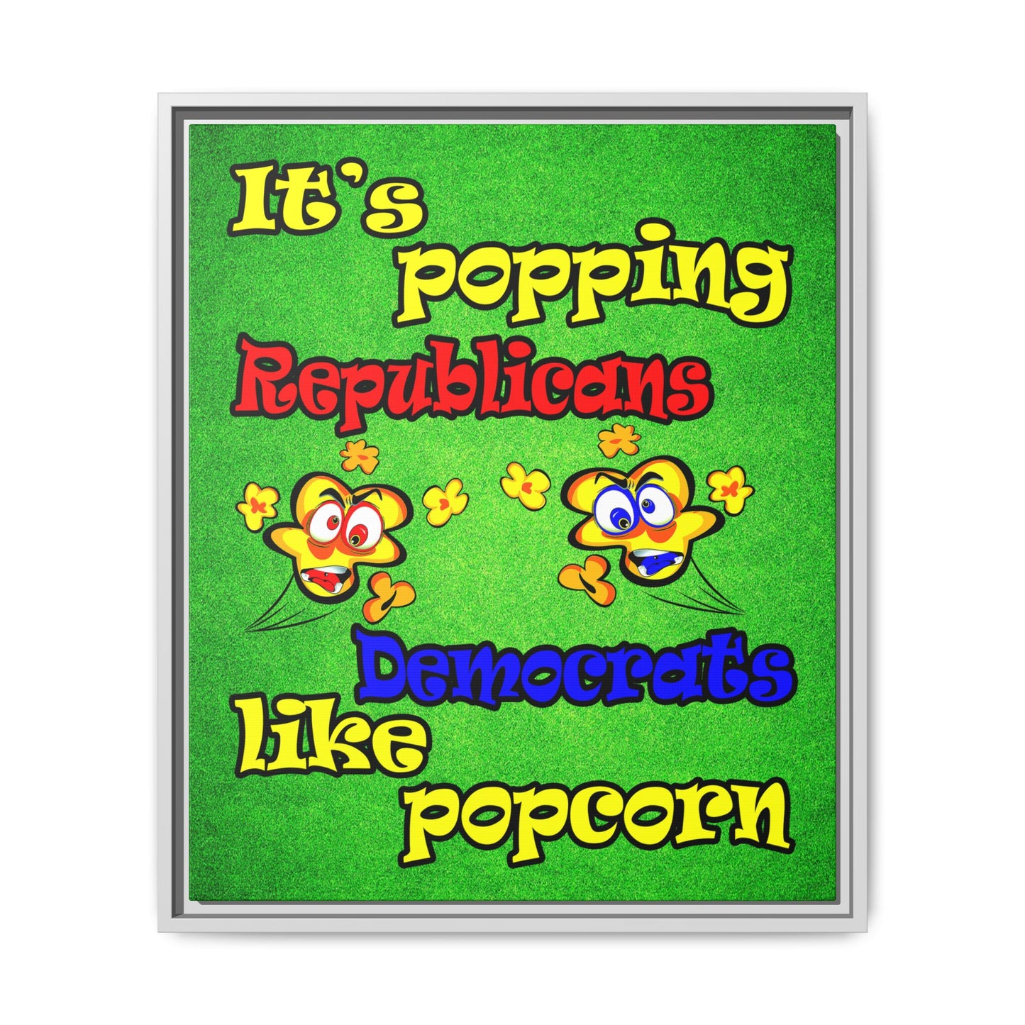 popping like popcorn - framed canvas art (green turf)