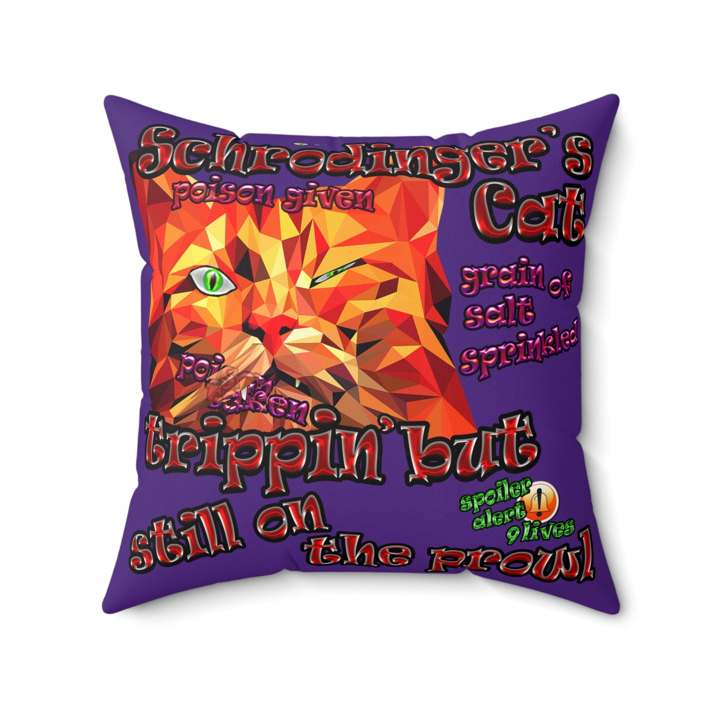 schrodinger's cat - Spun Polyester Square Pillow - (purple)
