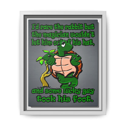 turtle race - framed canvas art (grey-light grey)