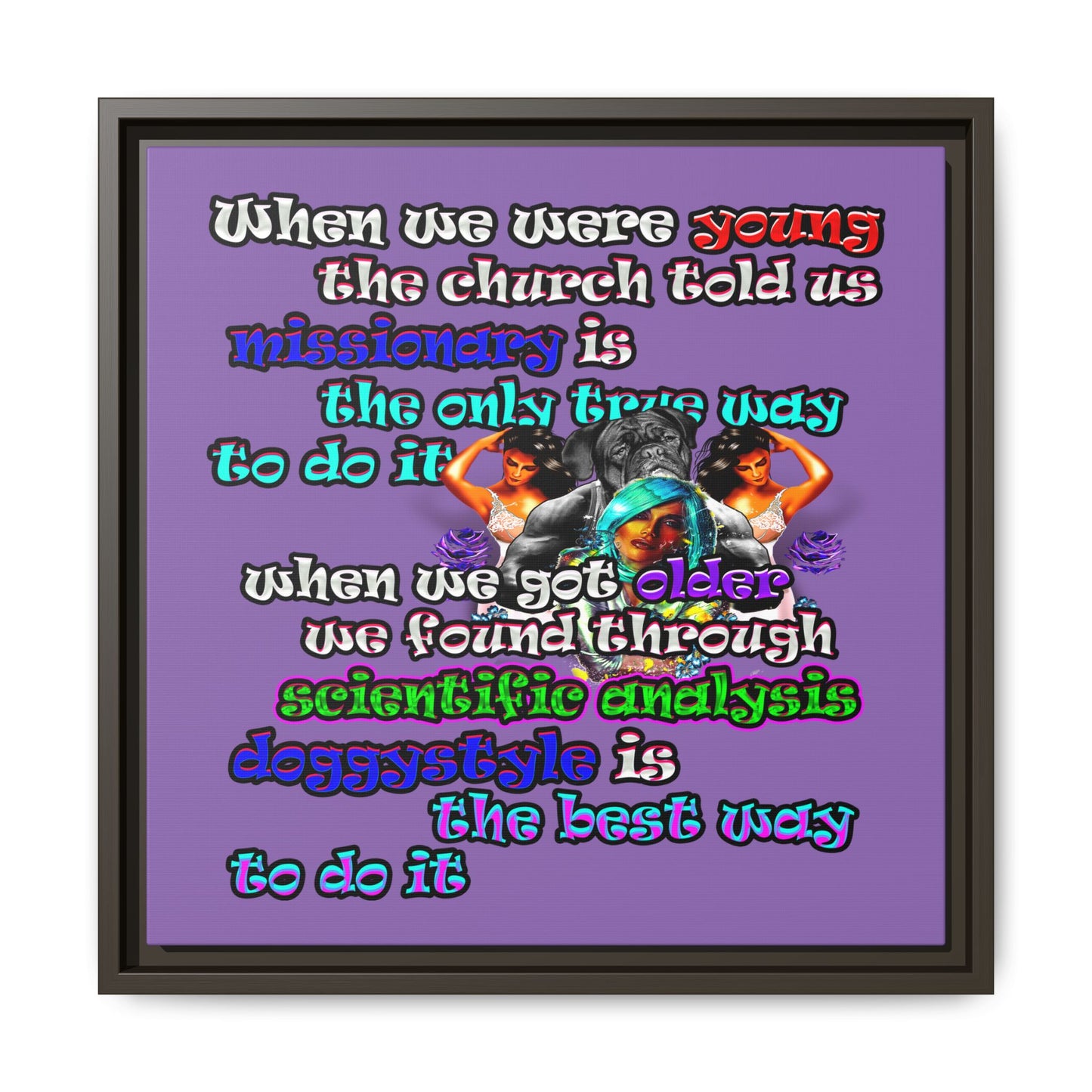 doggystyle - framed canvas art (light purple)