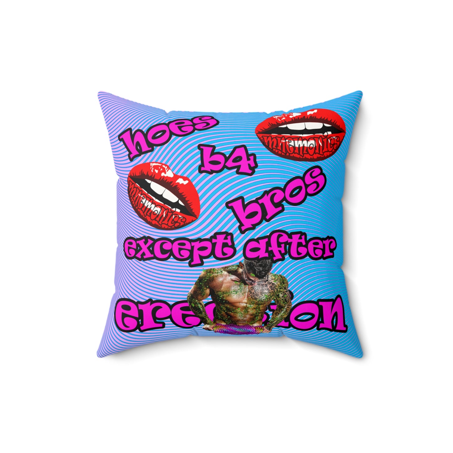 hoes b4 bros - Faux Suede Square Pillow - (light blue-purple wave)