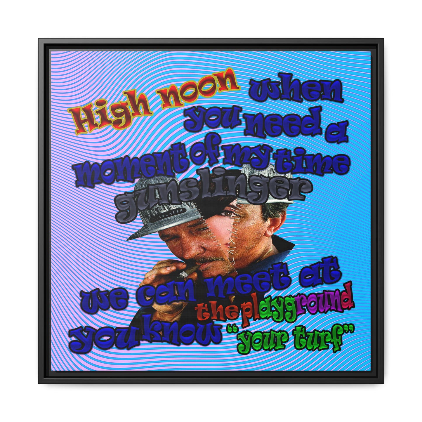 high noon - framed canvas art (light blue-purple wave)