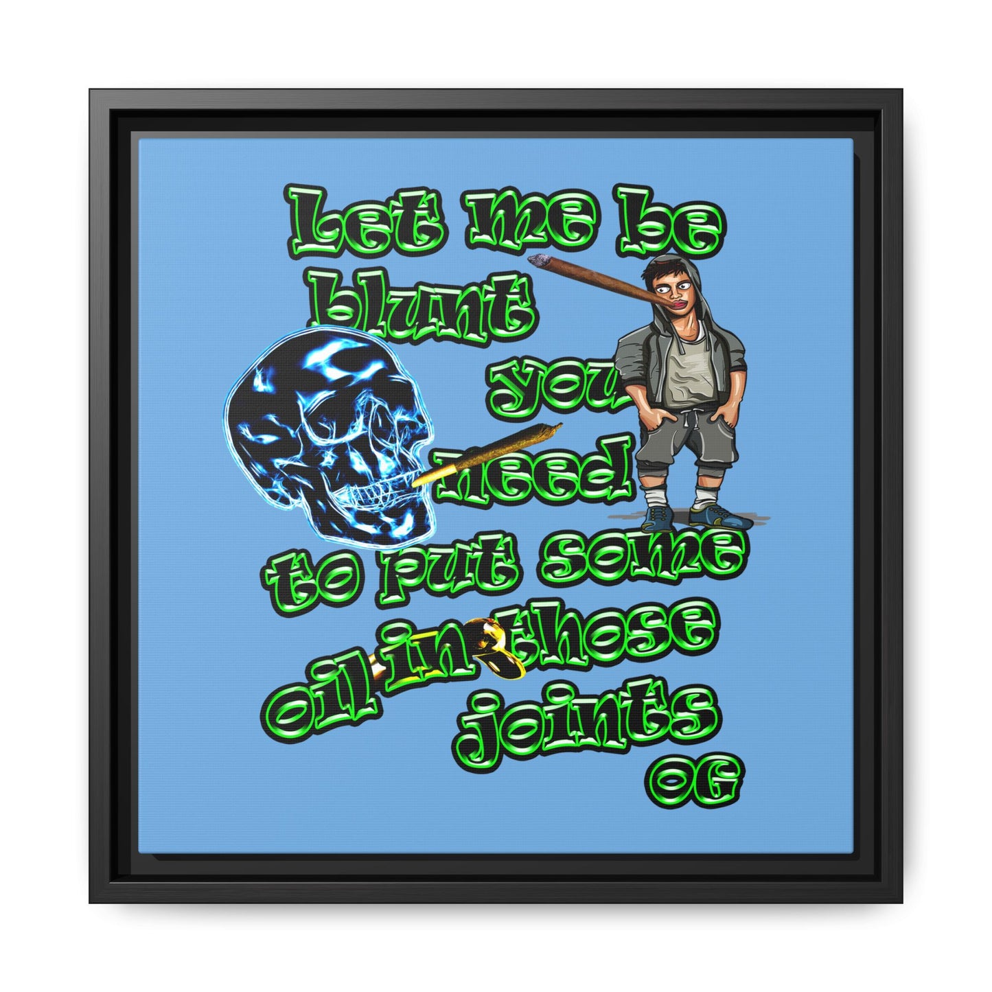 og - framed canvas art (light blue)