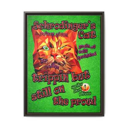 schrodinger's cat - framed canvas art (green turf)