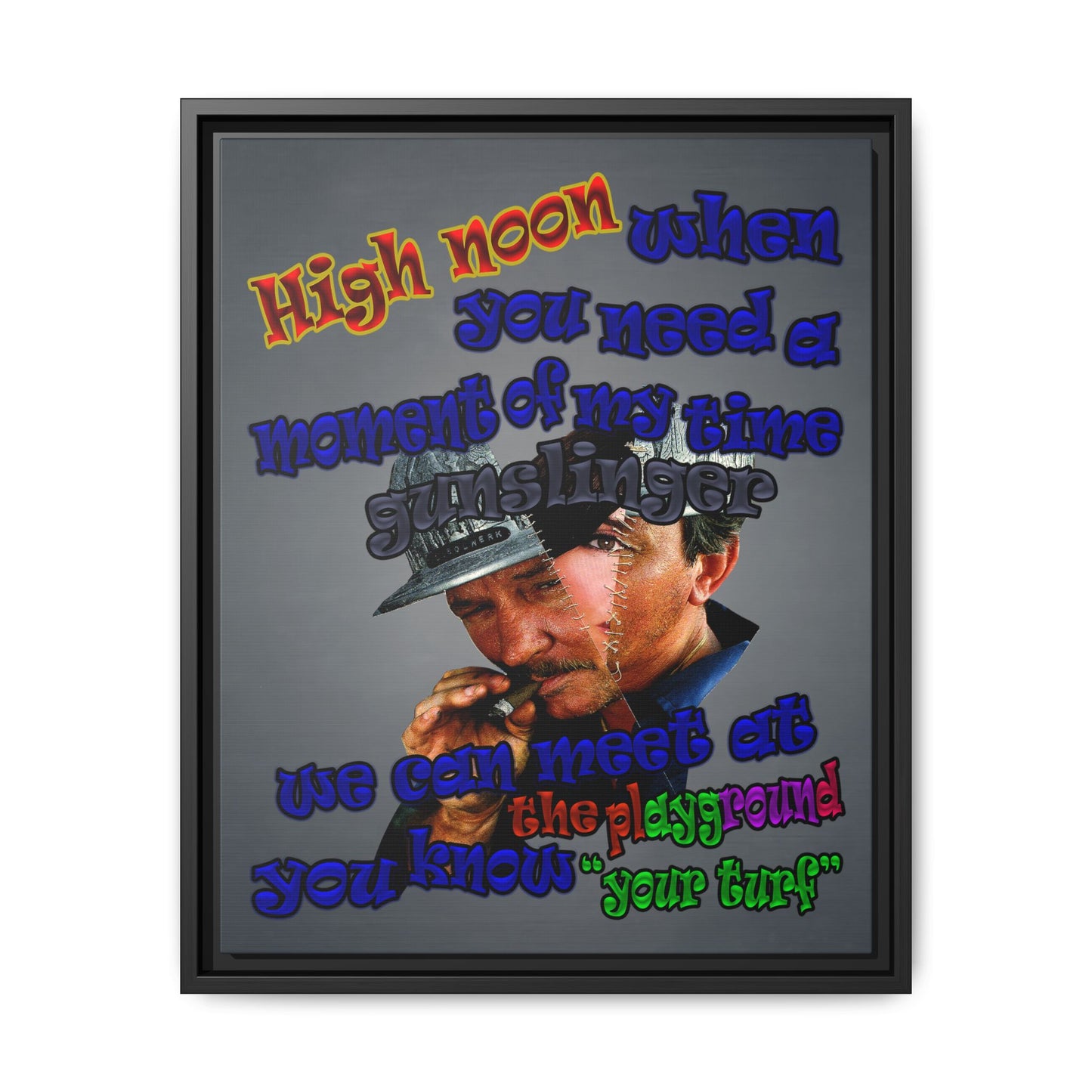 high noon - framed canvas art (grey-light grey)