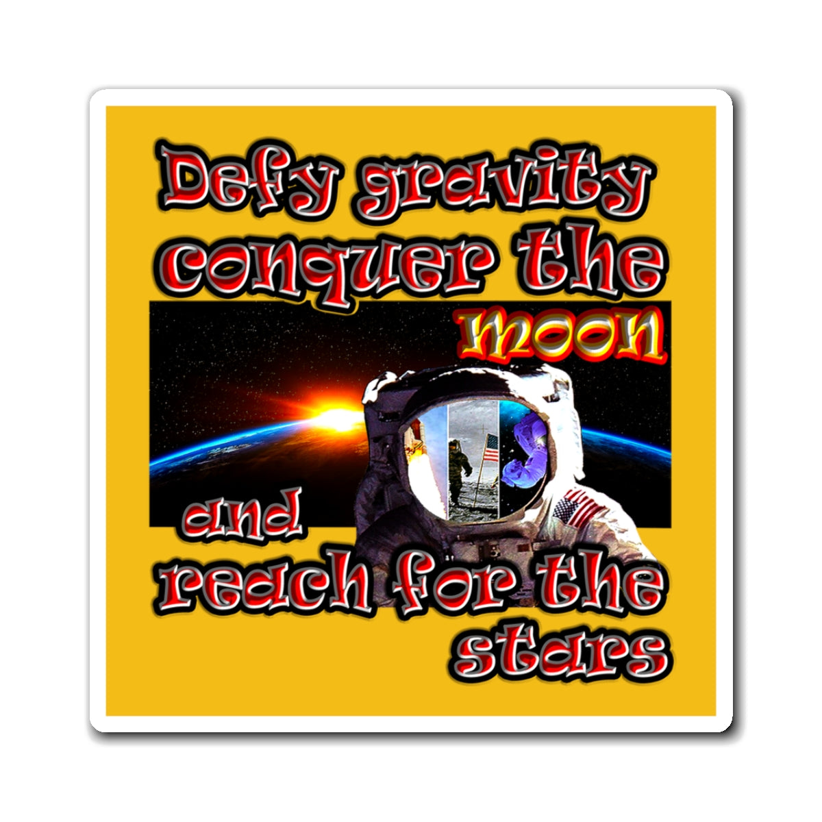 defy conquer reach - Magnets - (yellow)