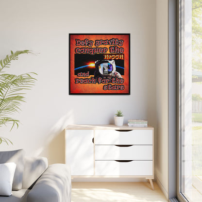 defy conquer reach - framed canvas art (burnt orange)
