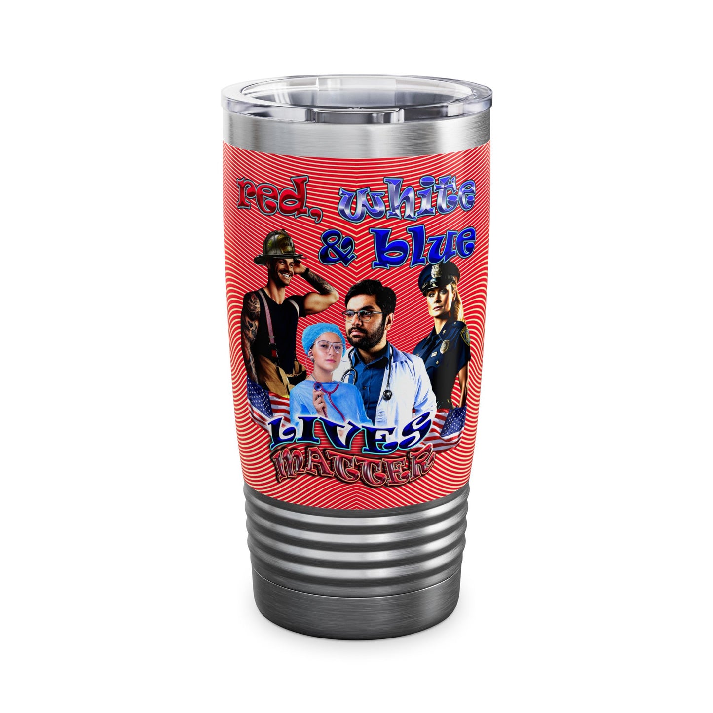 rw&b lives matter - Ringneck Tumbler, 20oz (yellow-orange wave)