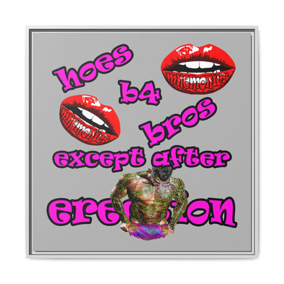 hoes b4 bros - framed canvas art (light grey)