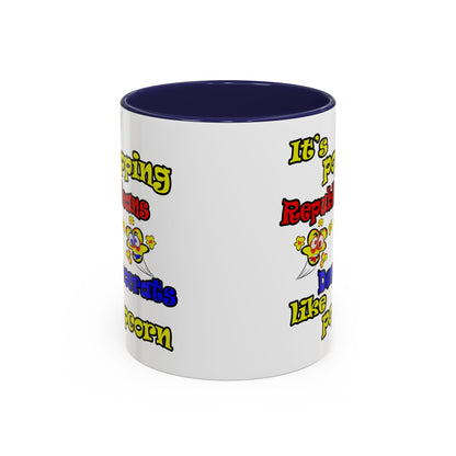 popping like popcorn - Accent Mug (white)