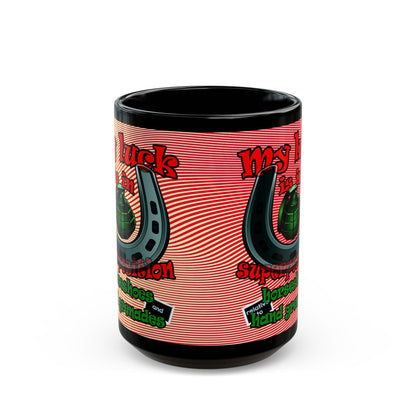 my luck - Black Mug (yellow-orange wave)