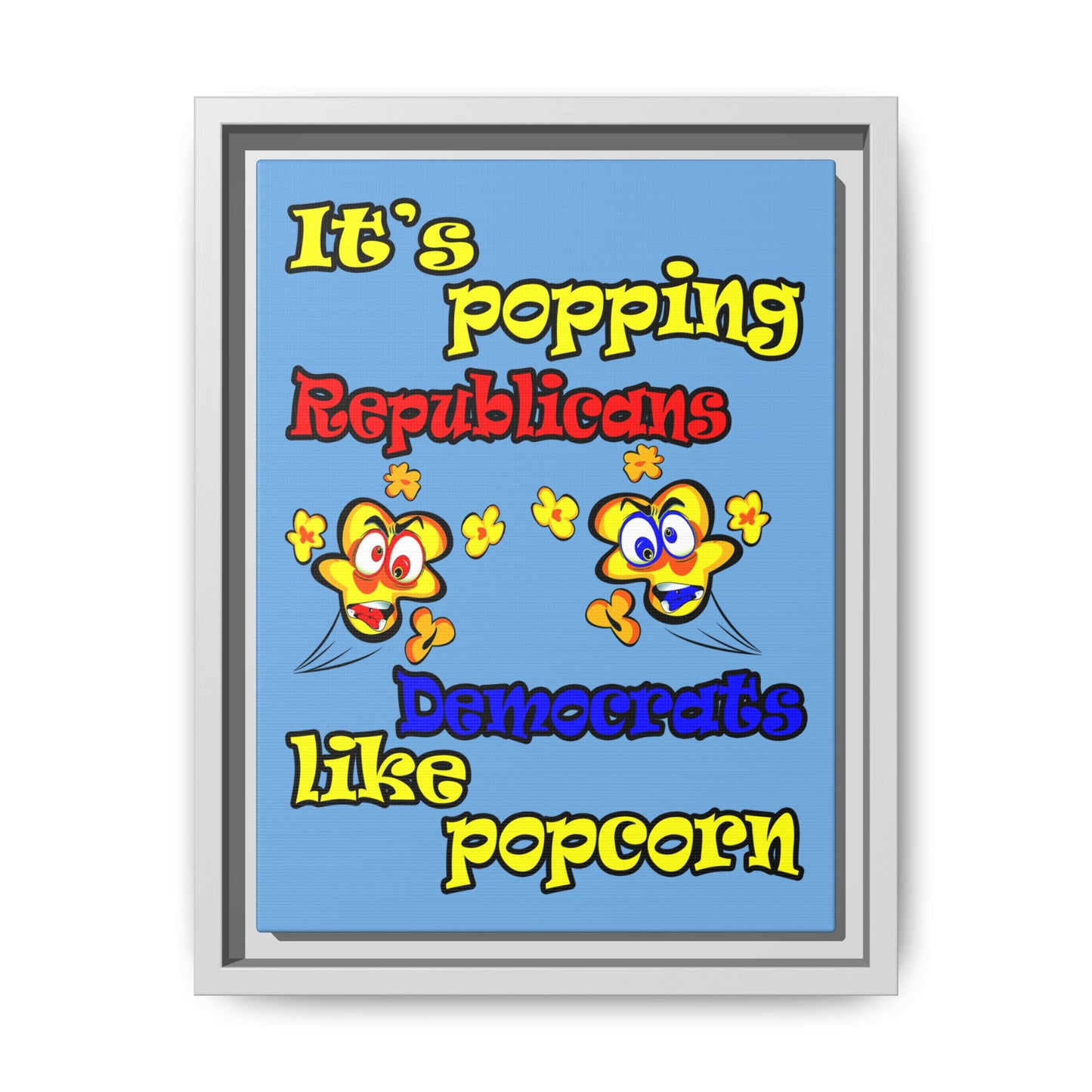 popping like popcorn - framed canvas art (light blue)