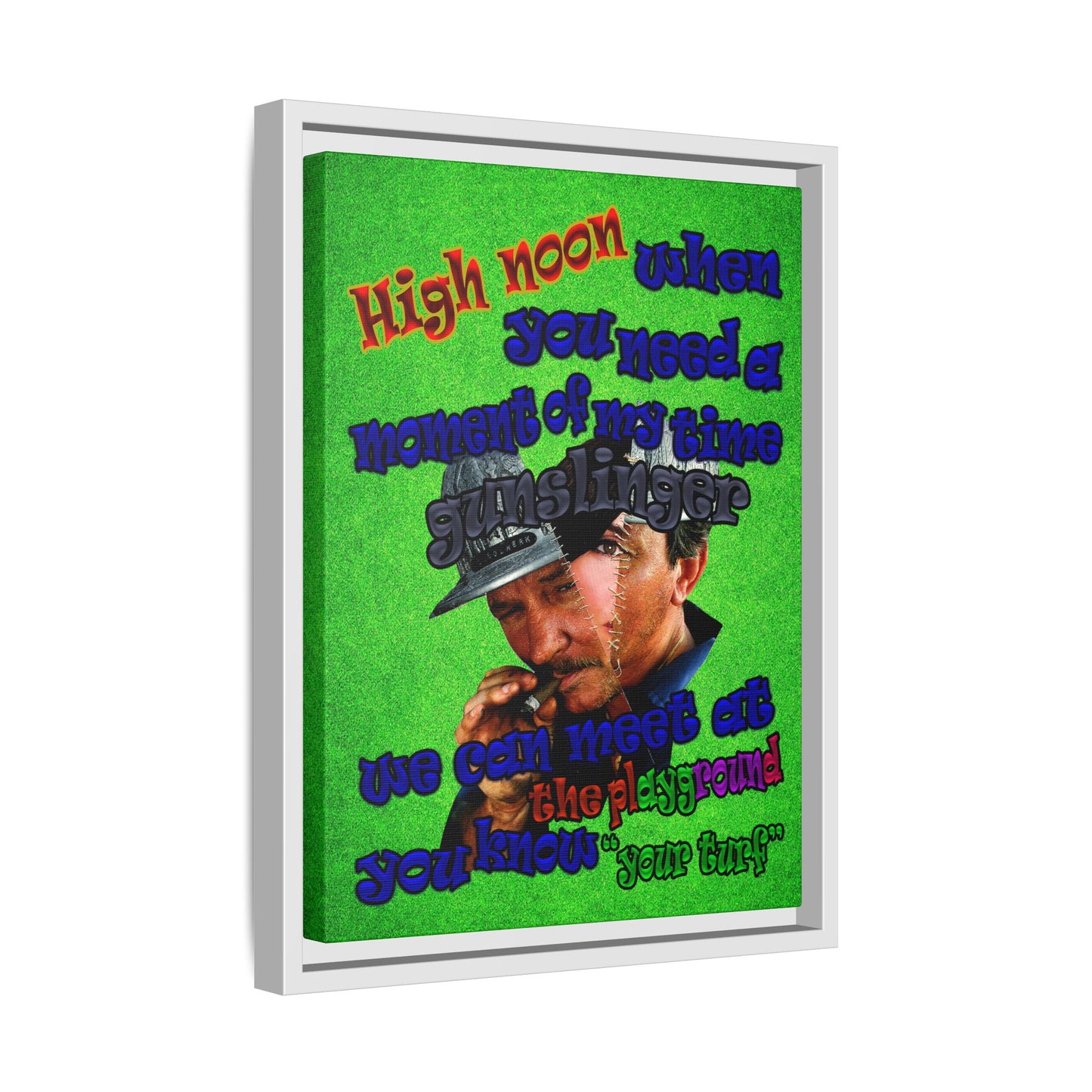 high noon - framed canvas art (green turf)
