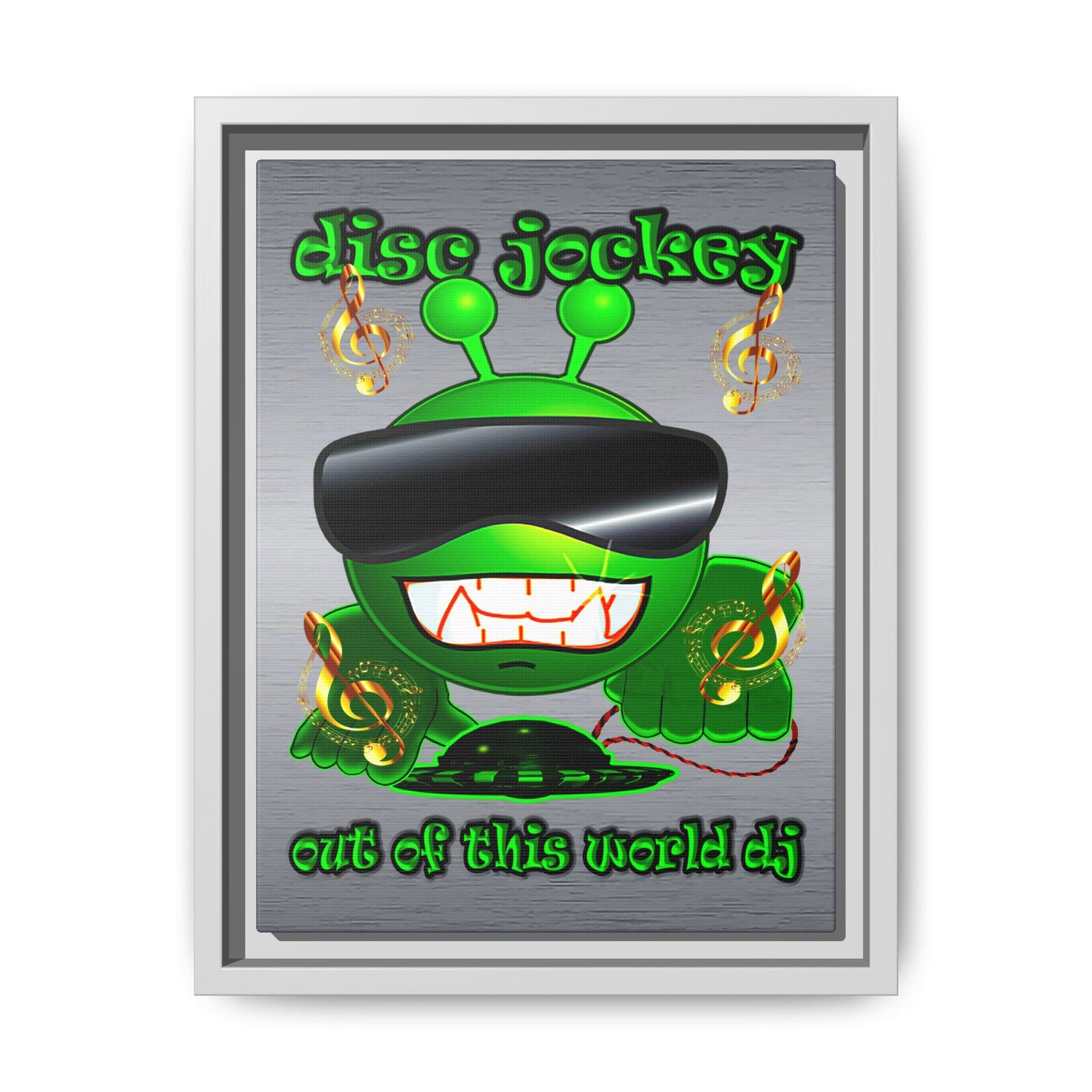 disc jockey - framed canvas art (brushed nickel)