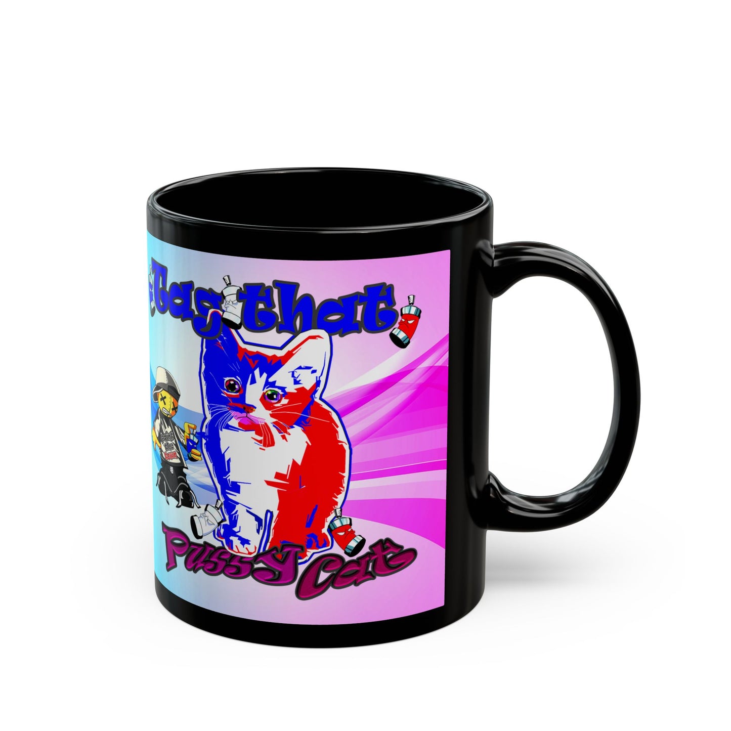 tag that - Black Mug (light blue-pink wave)