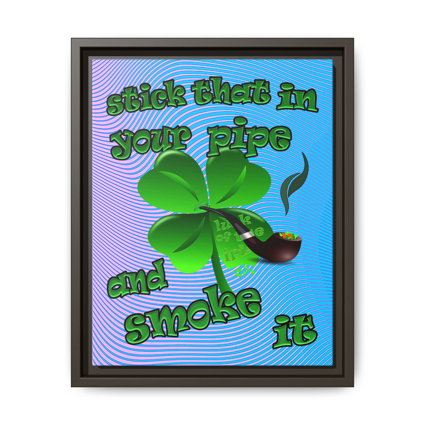 stick that in your pipe and smoke it - framed canvas art (light blue-purple wave)