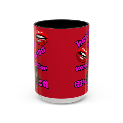 hoes b4 bros - Accent Mug (dark red)