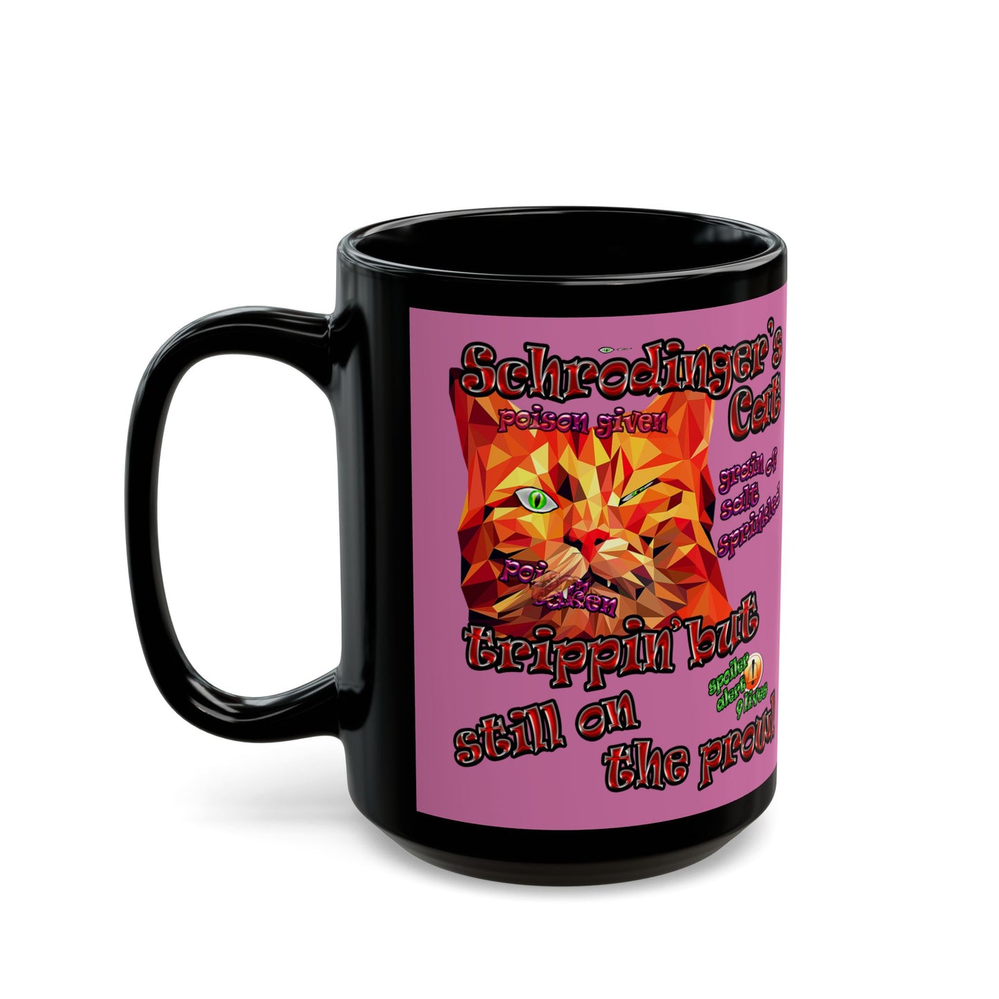 schrodinger's cat - Black Mug (light pink)