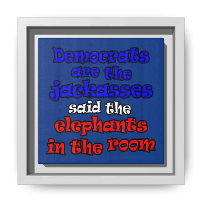 donkeys and elephants - framed canvas art (dark blue)