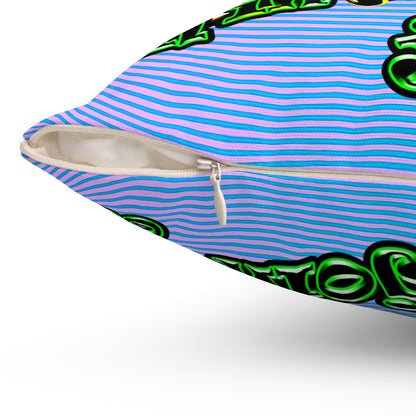 og - Spun Polyester Square Pillow - (light blue-purple wave)