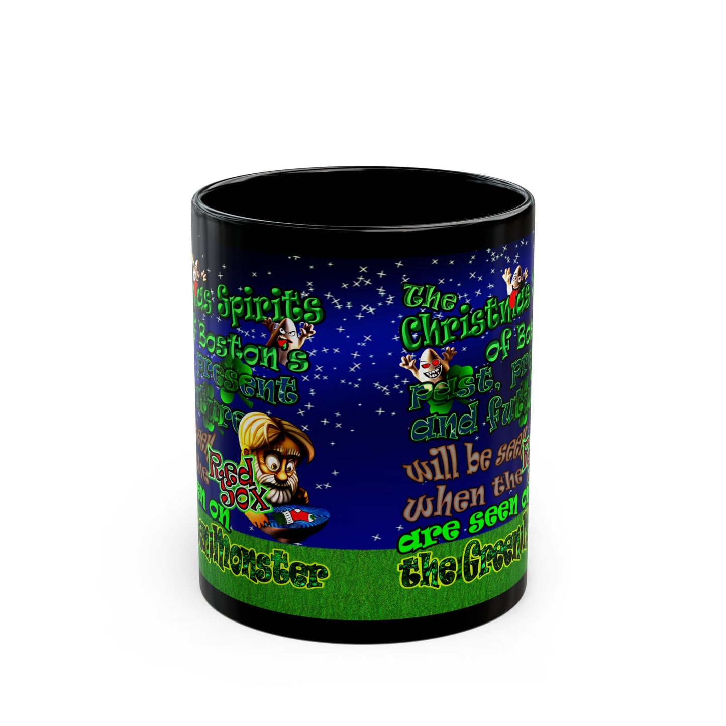 christmas spirits of boston - Black Mug ('snoops' background)