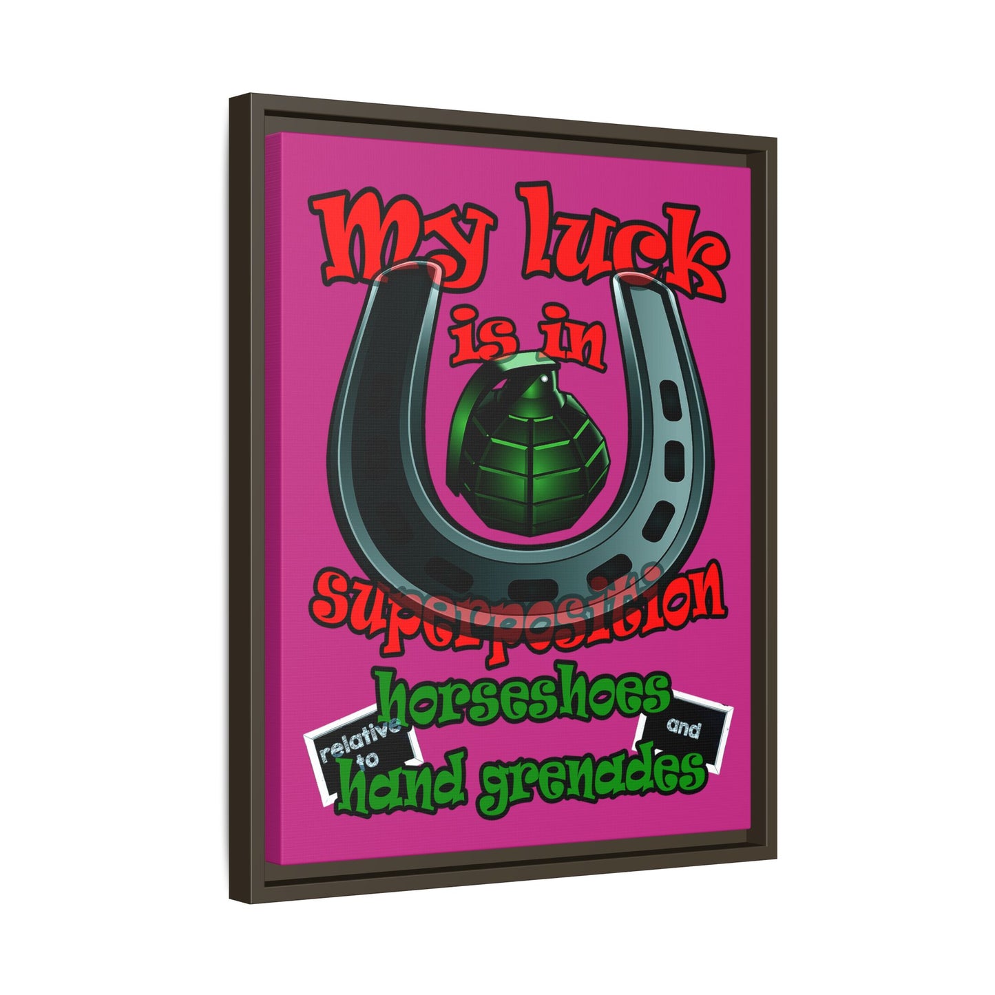 my luck - framed canvas art (pink)